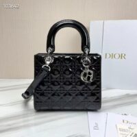 Dior Women CD Medium Lady Dior Bag Black Patent Cannage Calfskin (2)