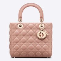 Dior Women CD Medium Lady Dior Bag Blush Cannage Lambskin