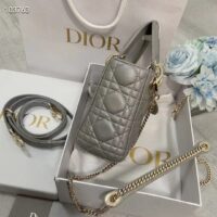 Dior Women CD Mini Lady Dior Bag Gray Cannage Lambskin (2)