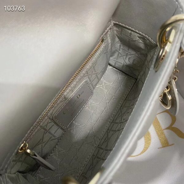 Dior Women CD Mini Lady Dior Bag Gray Cannage Lambskin (6)