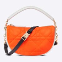 Dior Women CD Small Dior Vibe Hobo Bag Fluorescent Orange Macrocannage Lambskin (1)