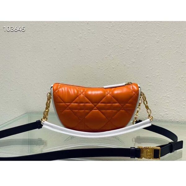 Dior Women CD Small Dior Vibe Hobo Bag Fluorescent Orange Macrocannage Lambskin (2)