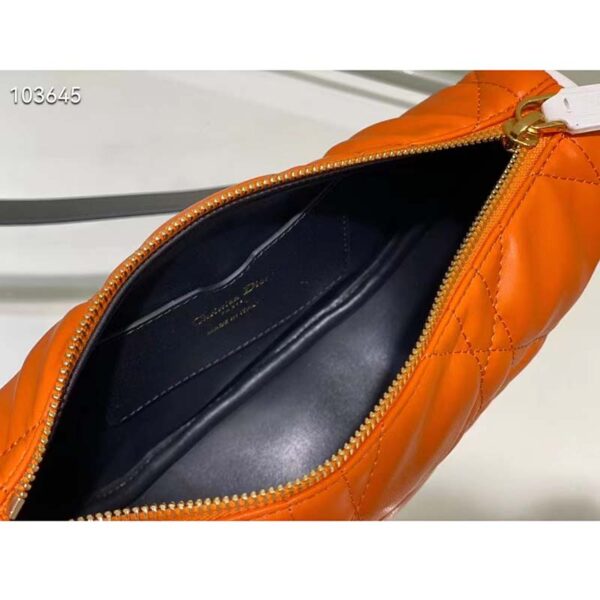 Dior Women CD Small Dior Vibe Hobo Bag Fluorescent Orange Macrocannage Lambskin (3)