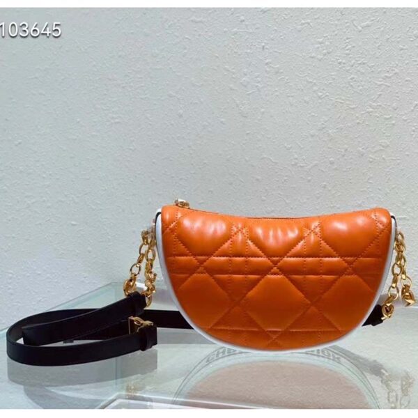 Dior Women CD Small Dior Vibe Hobo Bag Fluorescent Orange Macrocannage Lambskin (5)
