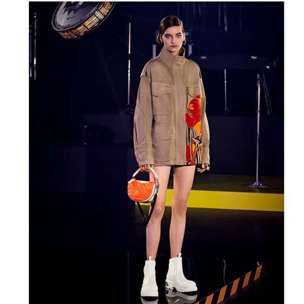 Dior Women CD Small Dior Vibe Hobo Bag Fluorescent Orange Macrocannage Lambskin (8)