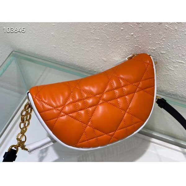 Dior Women CD Small Dior Vibe Hobo Bag Fluorescent Orange Macrocannage Lambskin (9)