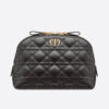 Dior Women Caro Beauty Pouch Black Cannage Lambskin