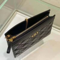 Dior Women Caro Zipped Pouch with Chain Black Supple Cannage Calfskin (1)