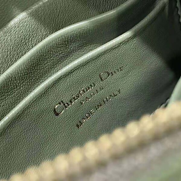 Dior Women Caro Zipped Pouch with Chain Cedar Green Supple Cannage Calfskin-green (10)
