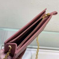 Dior Women Caro Zipped Pouch with Chain Cedar Green Supple Cannage Calfskin-pink (1)