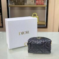 Dior Women Detachable Dior Caro Half-Moon Coin Purse-Black (1)