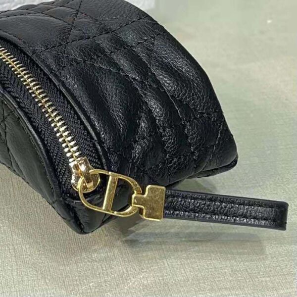 Dior Women Detachable Dior Caro Half-Moon Coin Purse-Black (6)