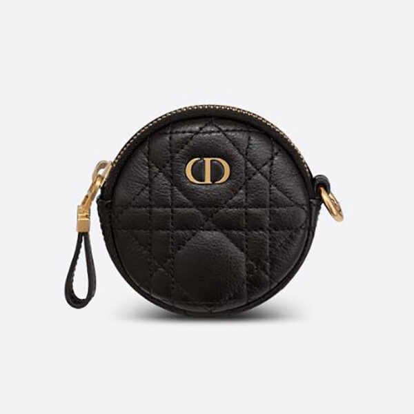 Dior Women Detachable Dior Caro Round Coin Purse-Black (1)