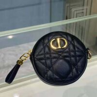 Dior Women Detachable Dior Caro Round Coin Purse-Black (1)