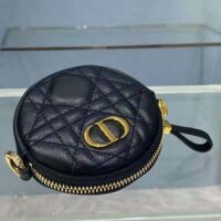 Dior Women Detachable Dior Caro Round Coin Purse-Black (1)