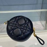 Dior Women Detachable Dior Caro Round Coin Purse-Black (1)