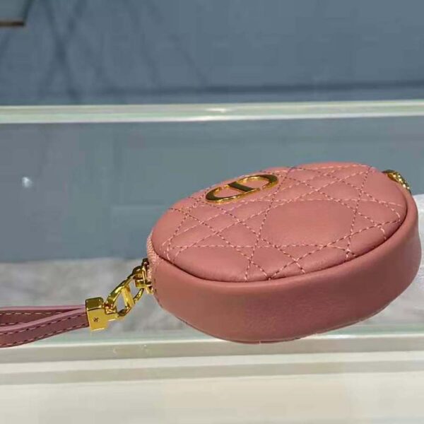 Dior Women Detachable Dior Caro Round Coin Purse-pink (5)