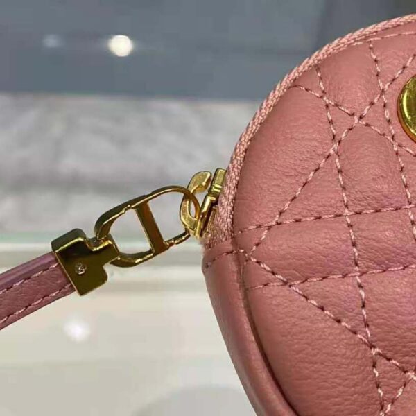 Dior Women Detachable Dior Caro Round Coin Purse-pink (8)