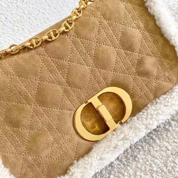 Dior Women Large 30 Montaigne Soft Bag Camel-Colored Shearling (8)