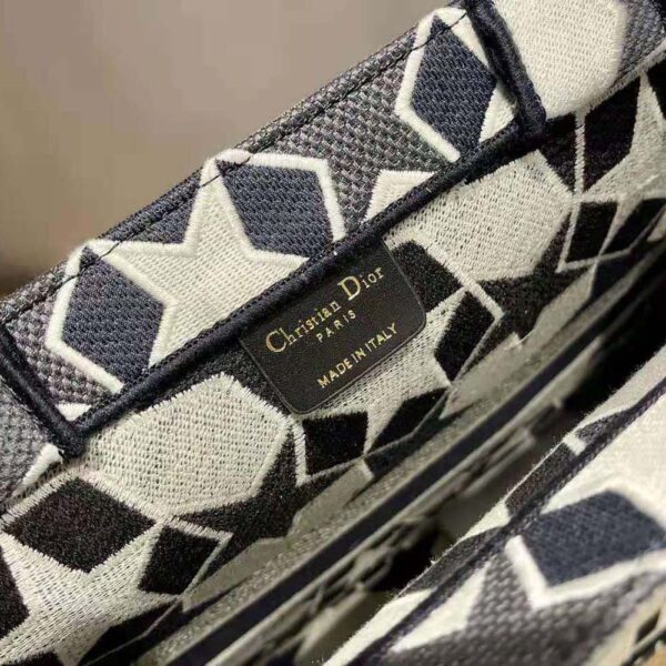 Dior Women Large Dior Book Tote Blue and White Dior Etoile Embroidery (6)