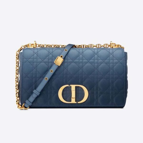 Dior Women Large Dior Caro Bag Lndigo Blue Gradient Cannage Lambskin (1)