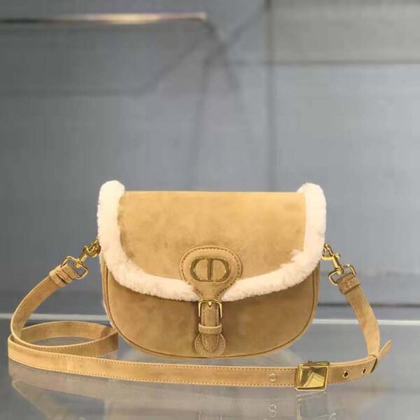 Dior Women Medium Dior Bobby Bag Camel-Colored Shearling (2)