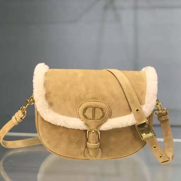 Dior Women Medium Dior Bobby Bag Camel-Colored Shearling (3)