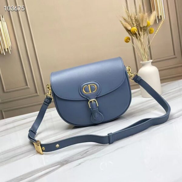 Dior Women Medium Dior Bobby Bag Denim Blue Box Calfskin Flap Closure (6)