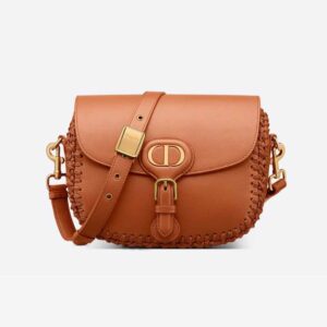 Dior Women Medium Dior Bobby Bag Grained Calfskin with Whipstitched Seams-Brown