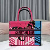 Dior Women Medium Dior Book Tote Bright Blue and Pink D-Jungle Pop Embroidery (1)