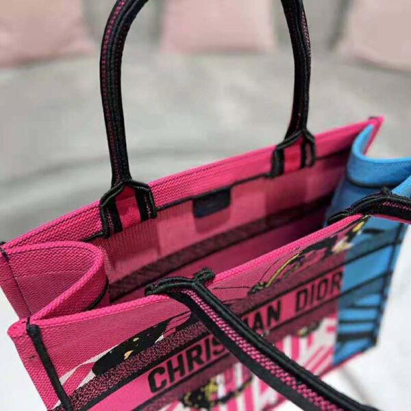 Dior Women Medium Dior Book Tote Bright Blue and Pink D-Jungle Pop Embroidery (6)