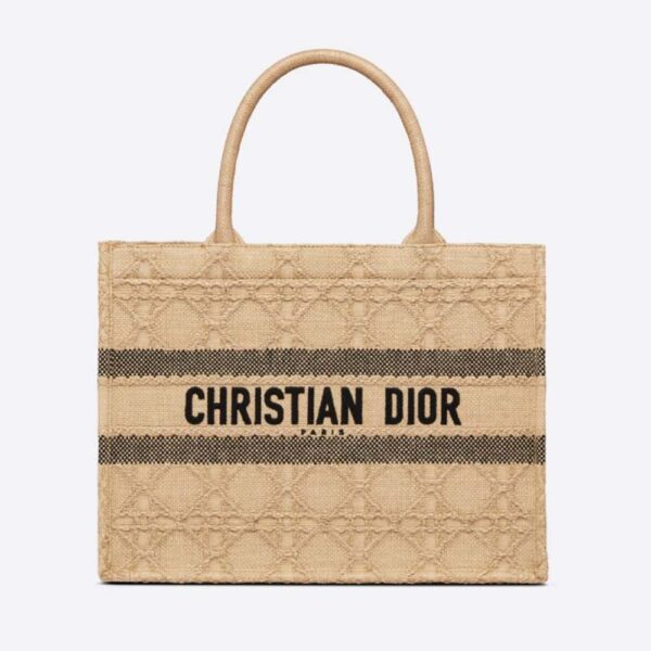 Dior Women Medium Dior Book Tote Natural Cannage Raffia (1)