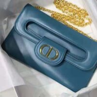 Dior Women Medium Diordouble Bag Deep Ocean Blue Smooth Calfskin (1)