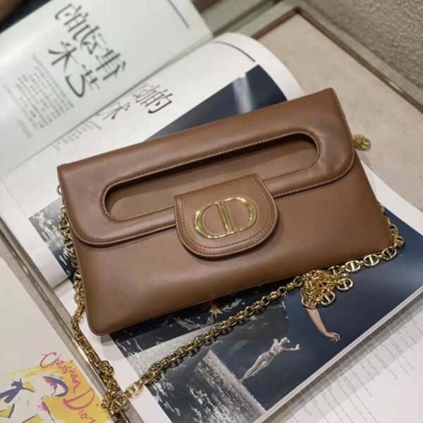Dior Women Medium Diordouble Bag Smooth Calfskin-brown (2)