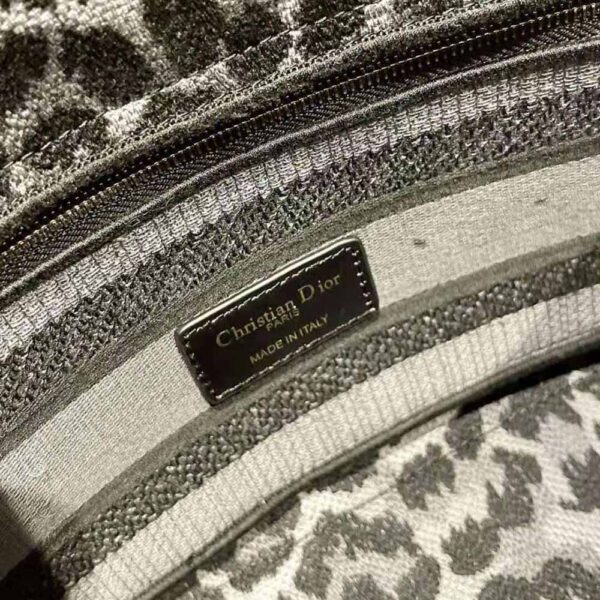 Dior Women Medium Lady D-lite Bag Gray Mizza Embroidery (10)