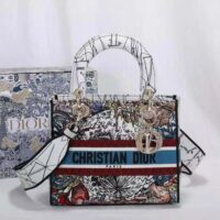 Dior Women Medium Lady D-lite Bag Latte Multicolor Dior Constellation Embroidery-white (1)