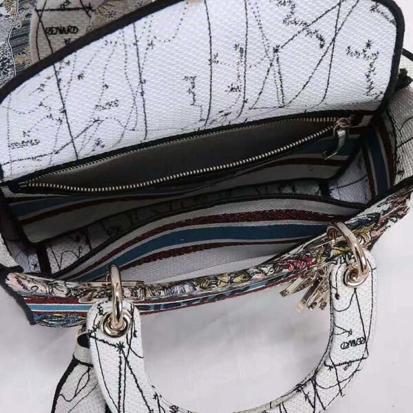 Dior Women Medium Lady D-lite Bag Latte Multicolor Dior Constellation Embroidery-white (8)