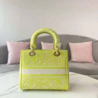 Dior Women Medium Lady D-lite Bag Lime Toile de Jouy Reverse Embroidery (1)