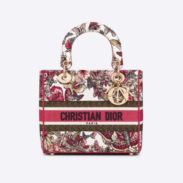 Dior Women Medium Lady D-lite Bag Multicolor Butterfly Embroidery (1)