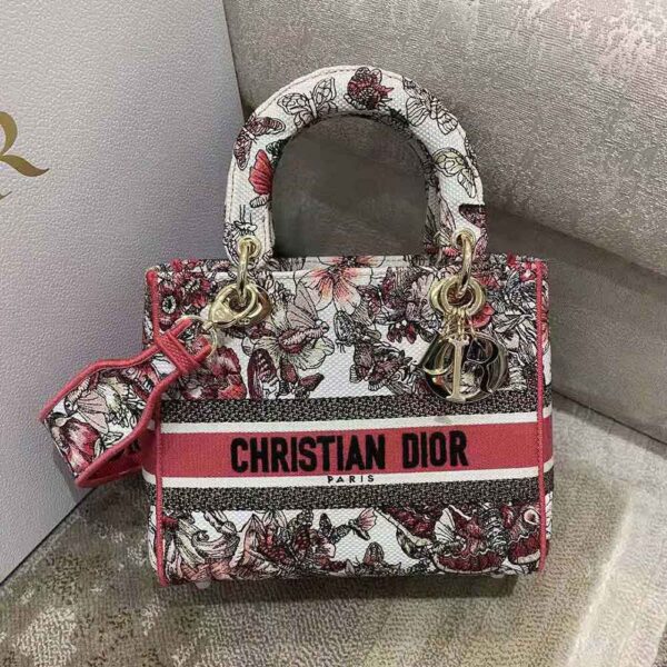Dior Women Medium Lady D-lite Bag Multicolor Butterfly Embroidery (2)