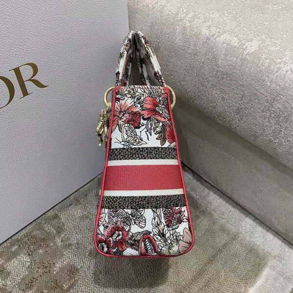 Dior Women Medium Lady D-lite Bag Multicolor Butterfly Embroidery (3)