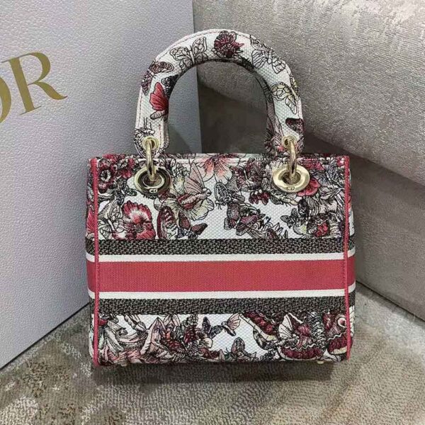 Dior Women Medium Lady D-lite Bag Multicolor Butterfly Embroidery (4)