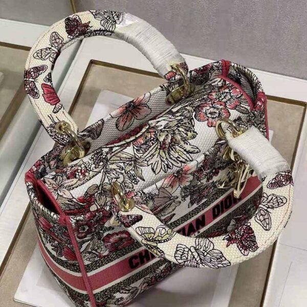Dior Women Medium Lady D-lite Bag Multicolor Butterfly Embroidery (8)