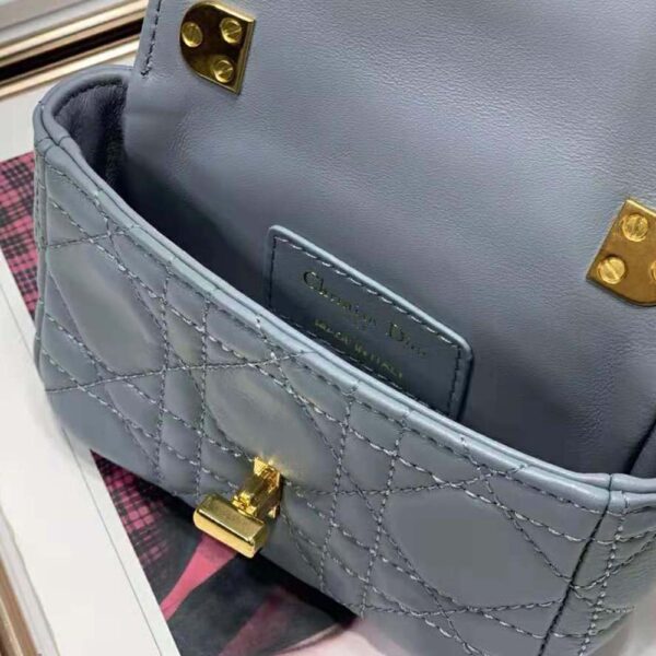 Dior Women Micro Dior Caro Bag Cloud Blue Supple Cannage Calfskin (10)