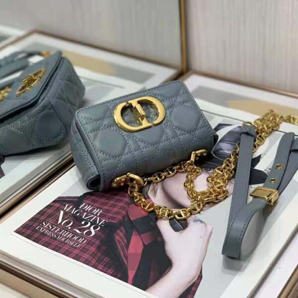 Dior Women Micro Dior Caro Bag Cloud Blue Supple Cannage Calfskin (7)