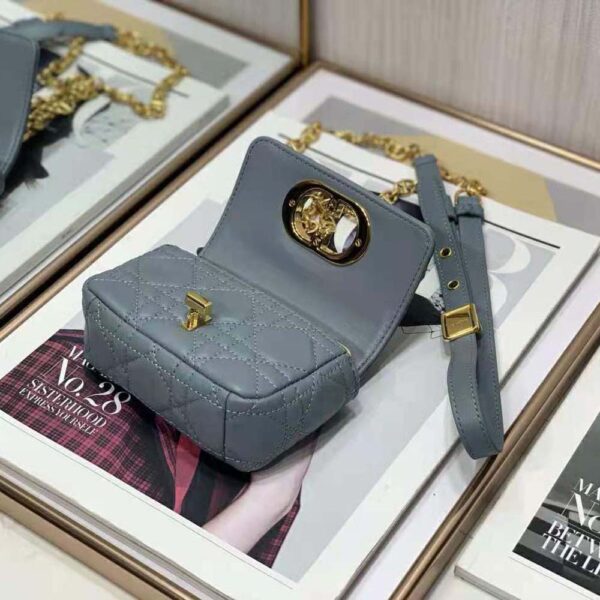 Dior Women Micro Dior Caro Bag Cloud Blue Supple Cannage Calfskin (9)