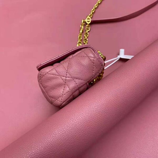 Dior Women Micro Dior Caro Bag Yarrow Pink Supple Cannage Calfskin (6)