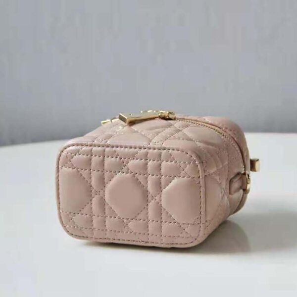Dior Women Micro Lady Dior Vanity Case Cannage Lambskin-pink (5)