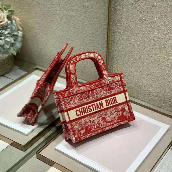 Dior Women Mini Dior Book Tote Fuchsia Toile de Jouy Reverse Embroidery (3)