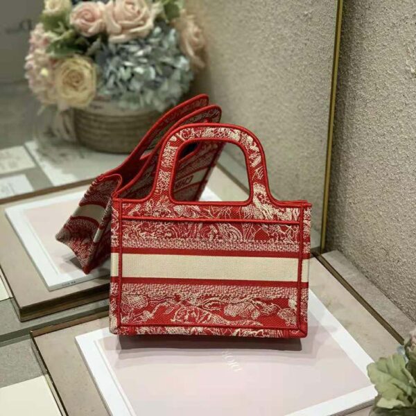 Dior Women Mini Dior Book Tote Fuchsia Toile de Jouy Reverse Embroidery (4)